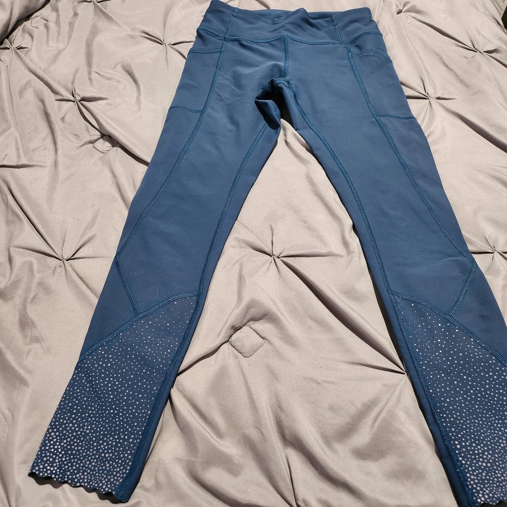 Lululemon Fast and Free High-Rise Tight 25 Reflective Scallop Teal Blue Size 4